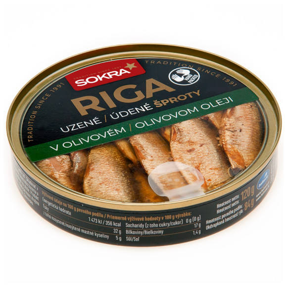 Uzené šproty RIGA v olivovém oleji 120g